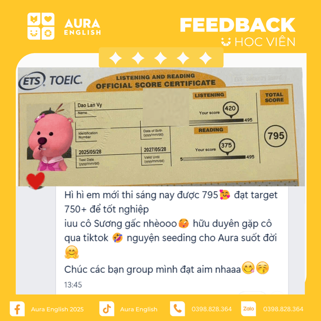 Phản hồi và kết quả của học viên Aura 1