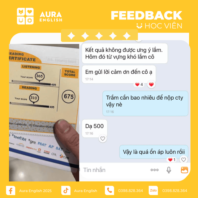 Phản hồi và kết quả của học viên Aura 4