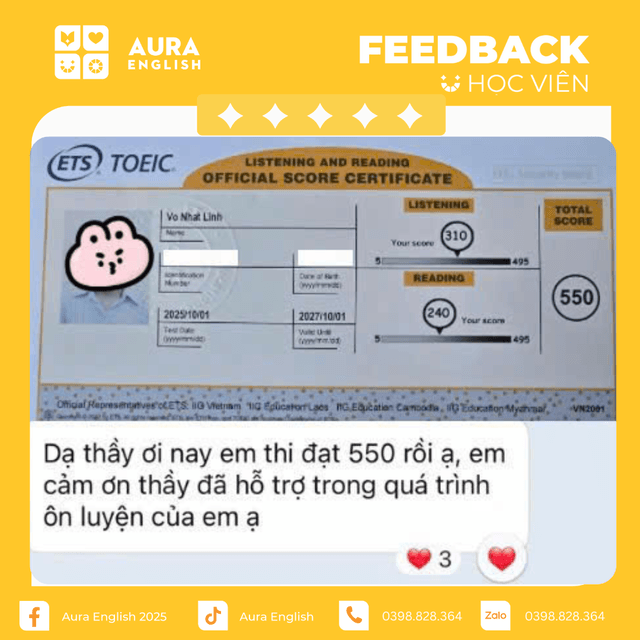 Phản hồi và kết quả của học viên Aura 5